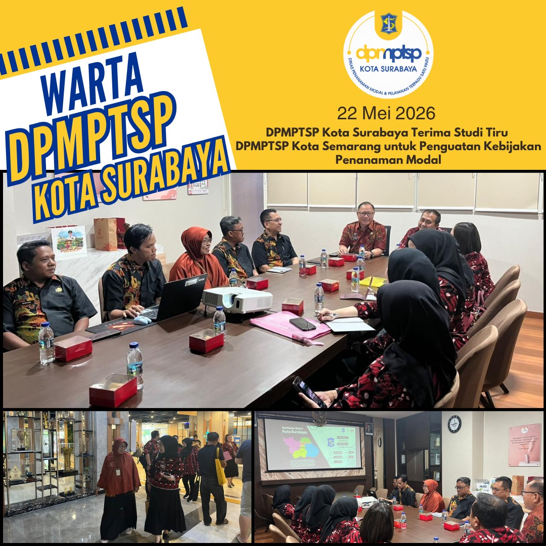 DPMPTSP Kota Surabaya Terima Studi Tiru DPMPTSP Kota Semarang untuk Penguatan Kebijakan Penanaman Modal