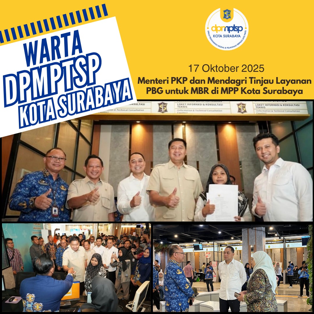 Menteri PKP dan Mendagri Tinjau Layanan PBG untuk MBR di MPP Kota Surabaya